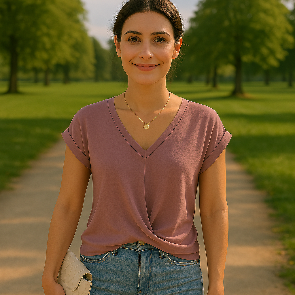 Soleia | T-shirt Col Drape Décontract