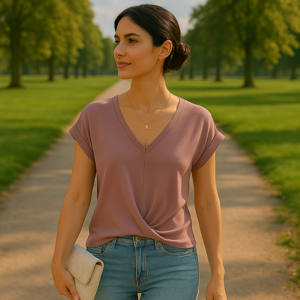 Soleia | T-shirt Col Drape Décontract