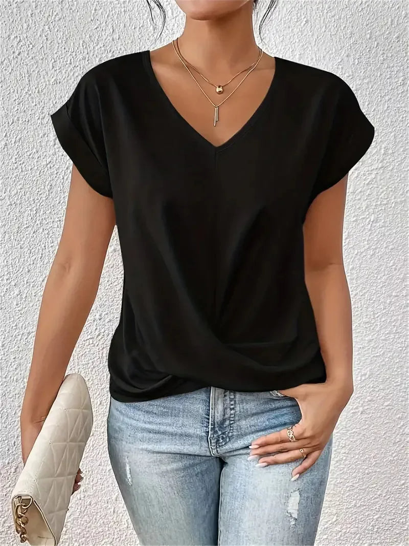 Soleia | T-shirt Col Drape Décontract