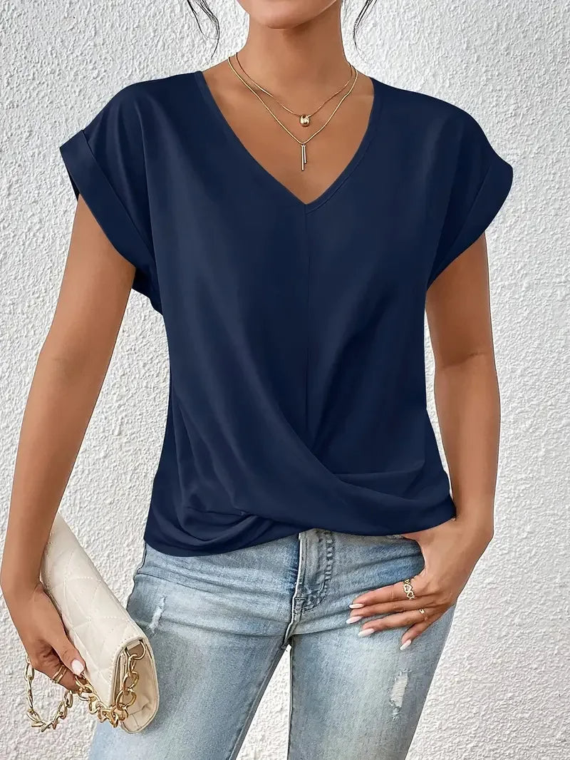 Soleia | T-shirt Col Drape Décontract