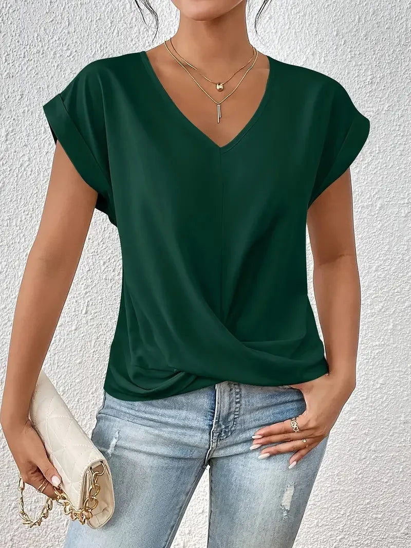 Soleia | T-shirt Col Drape Décontract