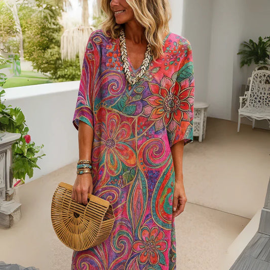 Nayla | Robe d'Été Élégante à Motifs Floraux