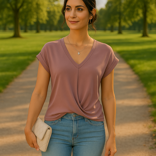 Soleia | T-shirt Col Drape Décontract